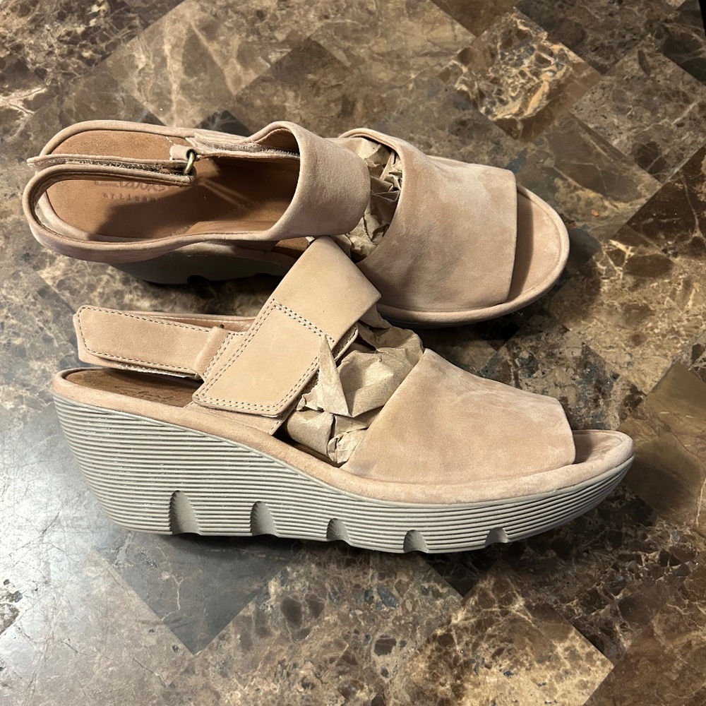 Clarks Clarene Nubuck Wedge Sandals